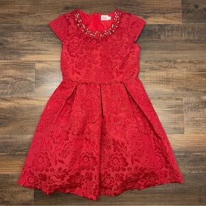 Girls size 8 Red holiday Christmas dress EEUC